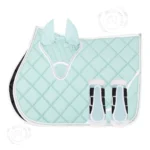 C Green English Saddle Pad on Horse with Rider