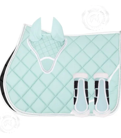 C Green English Saddle Pad on Horse with Rider