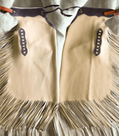 beige leather chink chap