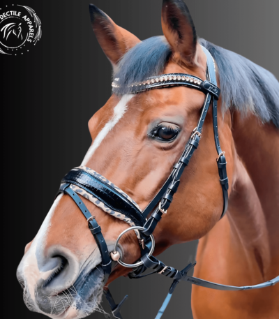 Elite Black Crystal Patent Bridle