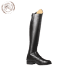 Black Leather Riding Boots with Zip Detail