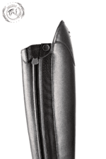 showing smooth leather and back zipper boot detail.