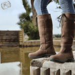 brown leather long boots