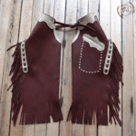 Western Maroon Leather Chink Chaps USA
