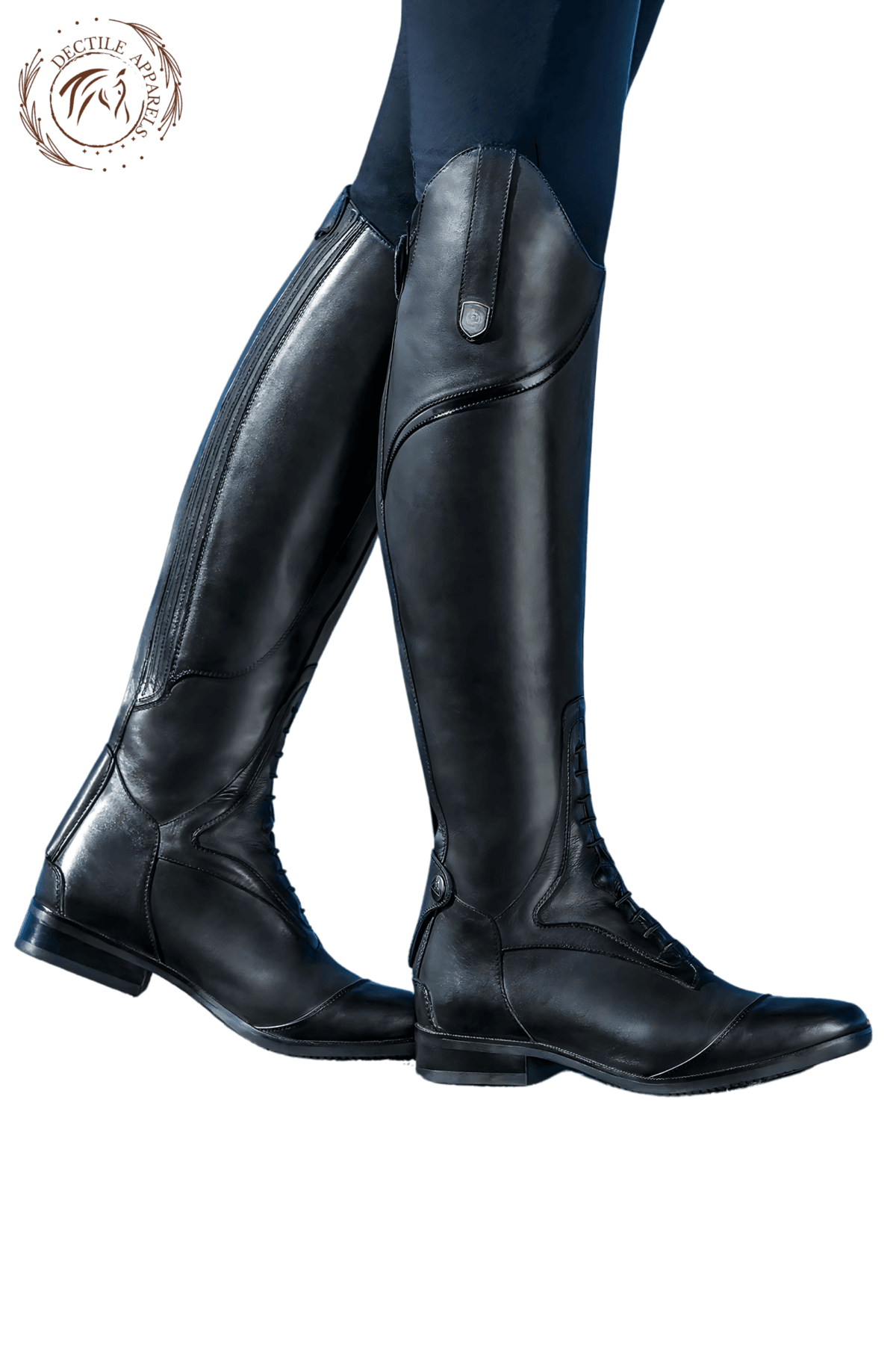 Black Leather High Riding Boots