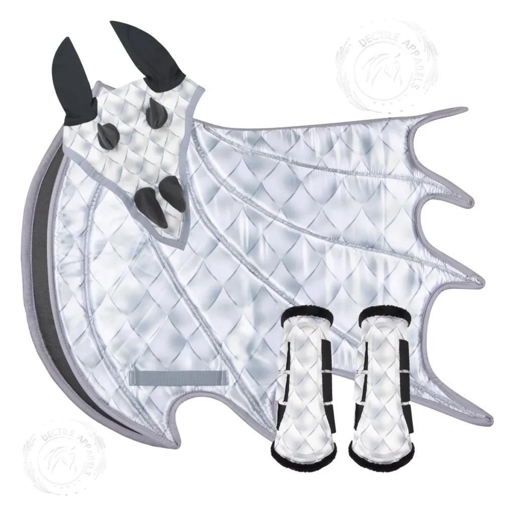 Silver print dragon saddle pad set USA