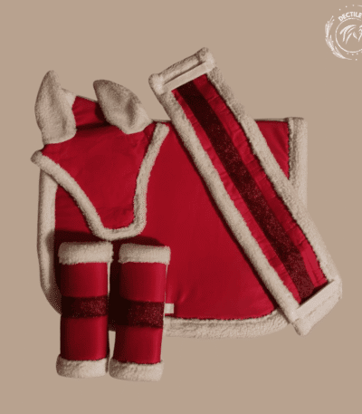 Christmas in style with this red saddle pad set
