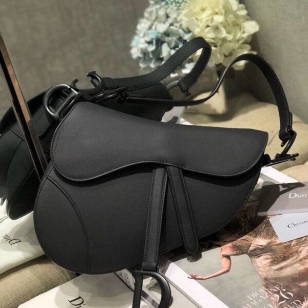 Christian Dior Ultramatte Saddle Bag 25cm Calfskin Canvas Spring/Summer Collection, Black