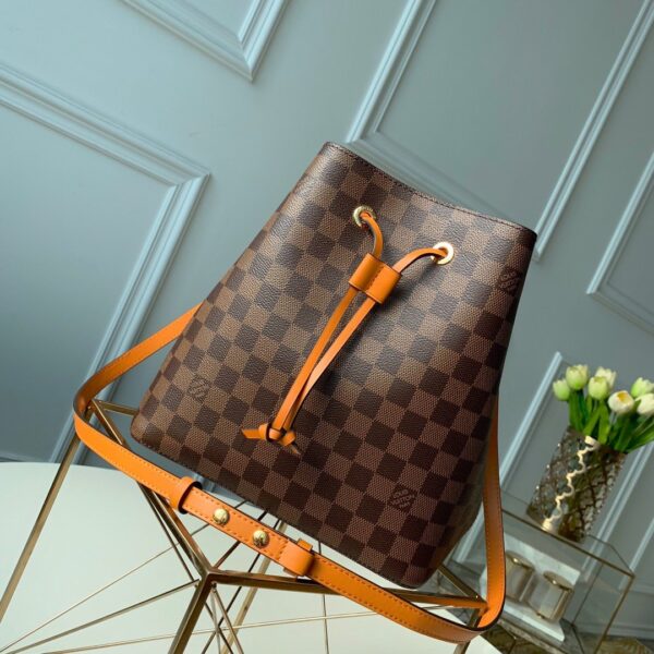 Louis Vuitton NeoNoe Bucket Bag MM Damier Azur Canvas Spring/Summer Collection N50042 Orange