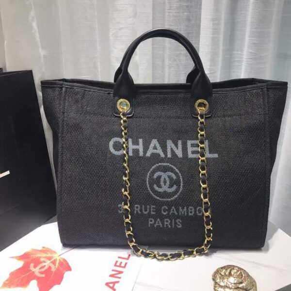 Chanel Deauville Tote 38cm Canvas Bag Spring/Summer Collection Black/Grey/Multi