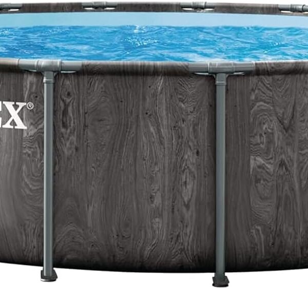 INTEX 26743EP Prism Frame Above Ground Swimming Pool Set: 18ft x 48in – Includes 1500 GPH Cartridge Filter Pump – Removable Ladder – Pool Cover – Ground Cloth