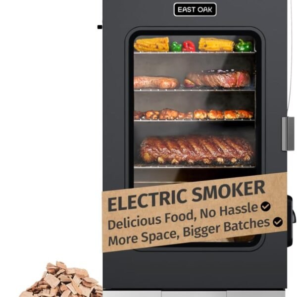 EAST OAK 30" Electric Smoker, Built-in Meat Probe, 725 sq in Cooking Area, Side Chip Loader
