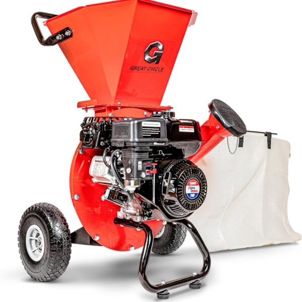GreatCircleUSA Gas Wood Chipper Shredder Mulcher, 3" Max Diameter, 3-in-1, EPA/CARB Certified