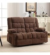 MAHOMICO Manual Loveseat Recliner,2 Seat Recliner Sofa Chair with 2 Cup Holders for Adults,Couch ...