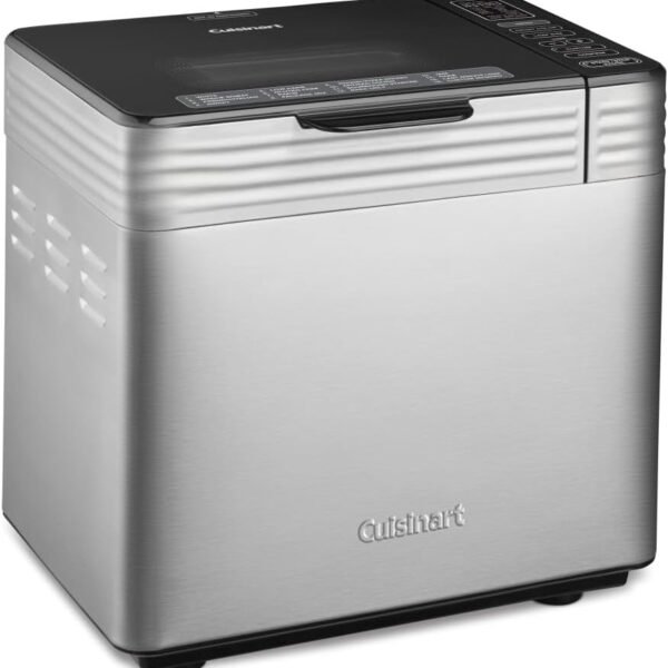 Cuisinart Bread Maker Machine, Stainless Steel Convection Bread Machine with 16 Menu Options, 3 Loaf Sizes Up to 2 Lb., 3 Crust Colors, Includes Measuring Cup, Spoon & Kneading Hook, CBK-210