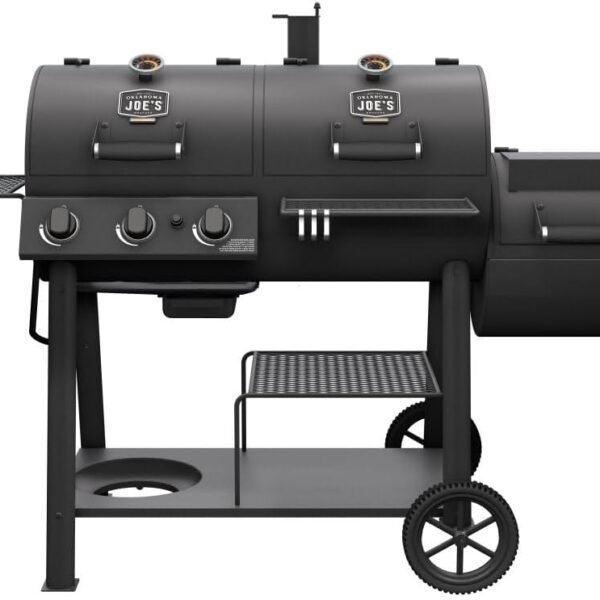 Oklahoma Joe's Canyon Combo Dual Fuel 3-Burner Propane Gas and Charcoal Smoker and Grill with 1031 sq. in. Cooking Area in Black