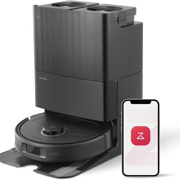 roborock Qrevo S5V Robot Vacuum and Mop, FlexiArm Edge Mopping, 12,000Pa Suction, Dual Zero-Tangle System, Smart Obstacle Avoidance, 10mm Mop Lifting, Auto Mop Washing&Drying, Self-Emptying&Refilling