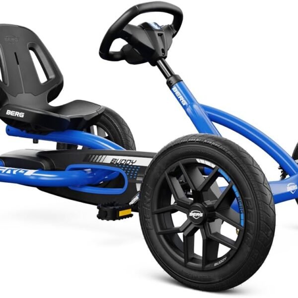 Berg Toys Buddy Blue Pedal Go Kart for Kids– Adjustable Ride On Toy for Ages 4-8 – Go Karts with BFR System and Adults Outdoor Pedal Car for Kids