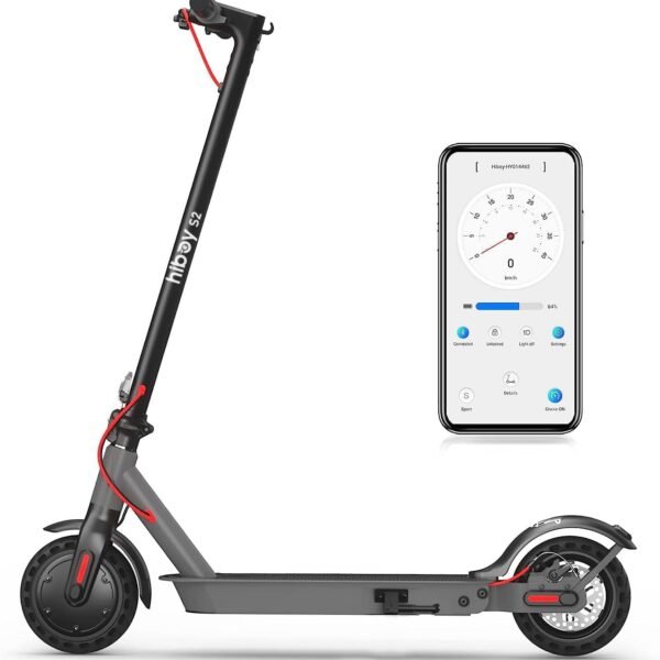 Hiboy S2 Electric Scooter - 8.5" Solid Tires - Up to 17 Miles Long-Range & 19 MPH Portable Folding Commuting Scooter for Adults with Double Braking System and App