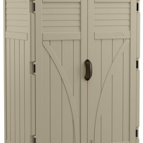 Suncast 54 Cubic Feet Vertical Storage Shed with Durable Plastic Construction, Multiple Wall Panels and Ample Space for Outdoor Storage