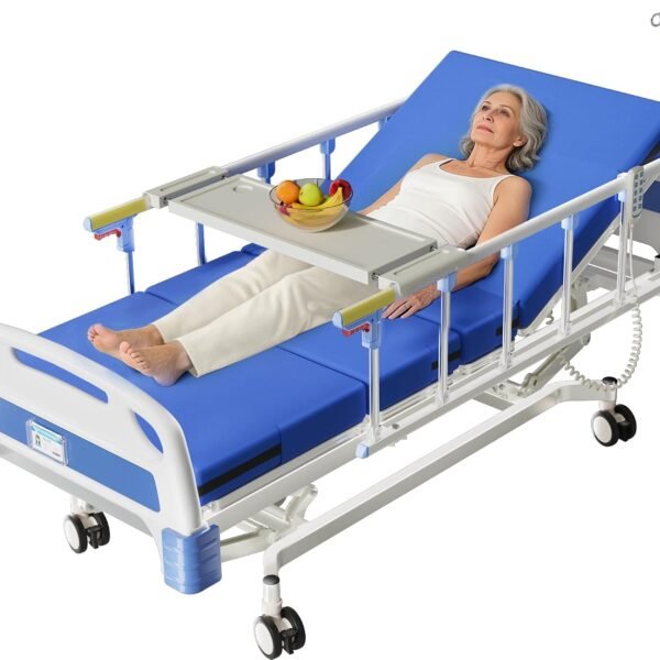 4 Function 600LBS Full Electric Hospital Bed, Beds for Home Use, Special Needs Medical Bed for Seniors with Mattress, Adjustable Hospital, Frame IV Pole, Medical Equipment Beds