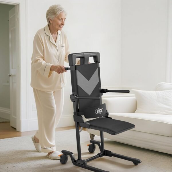 VOCIC Electric Chair Lift Get Up from Floor, Movable with 4 Wheels, Portable Rolling Chair Lift with T-Stabilized Base, Short-Distance Transport, Lift for Elderly from Floor, Supports 350 LBS, AX35