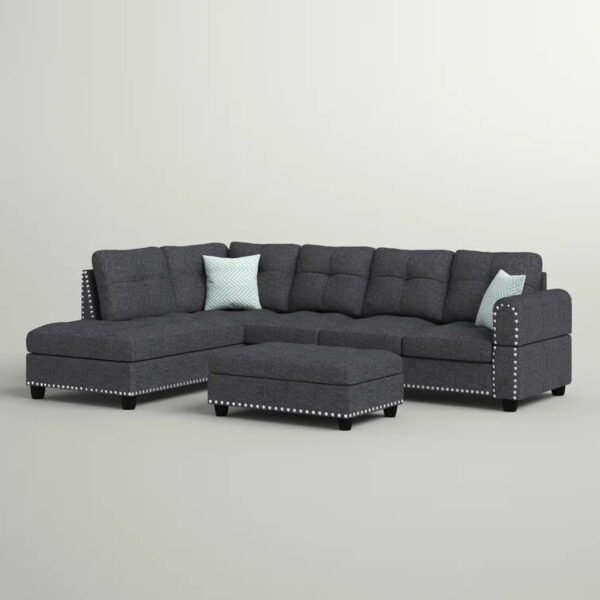 Alger 98" Wide Left Hand Facing Sofa & Chaise with Ottoman