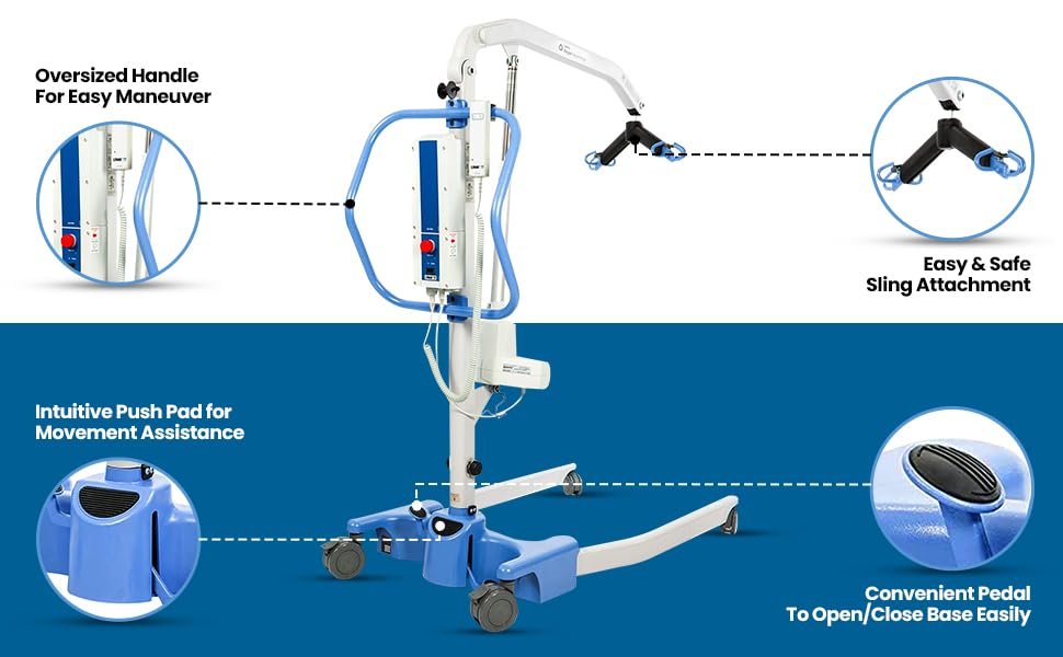 Joerns Hoyer Advance-E hande, push pad, pedal, and sling attachment