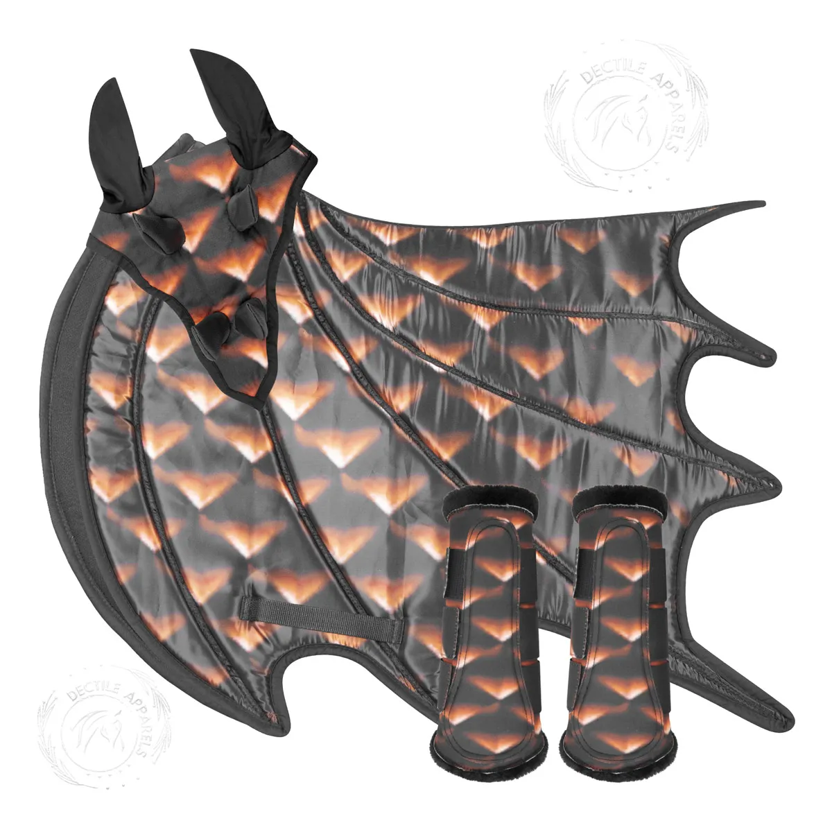 Print Big arrows Black & Orange Dragon Saddle Pad USA
